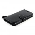 Wholesale iPhone 6 Plus 5.5 Folio Flip Leather Wallet Case with Strap (Black)
